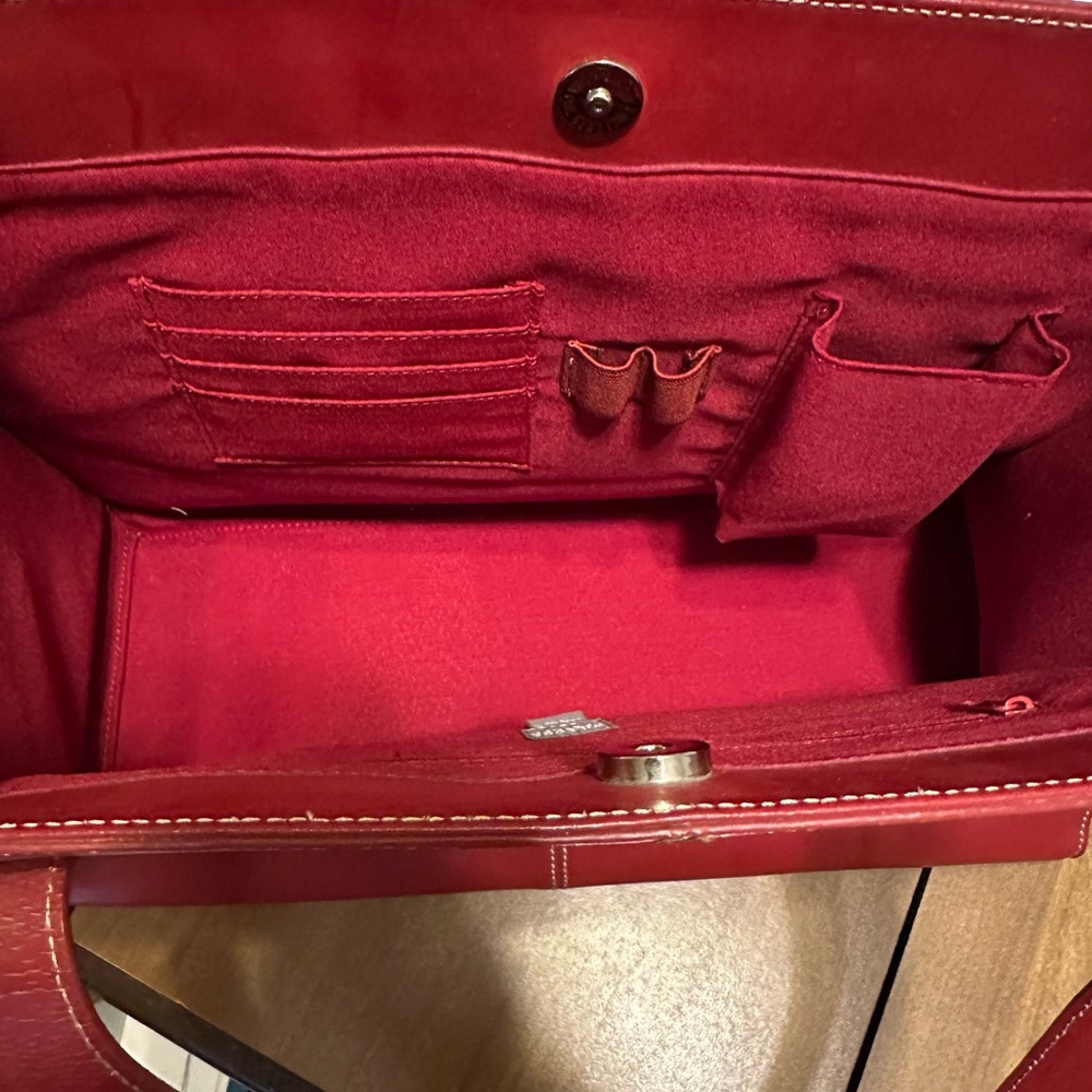 Wilson's Leather Women's Red Leather Double Handle Tote Bag Purse - Picture 6 of 6